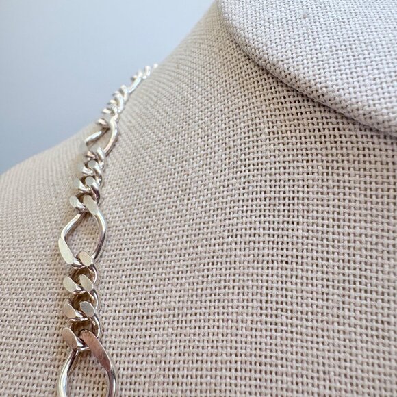Sterling Silver 925 Heavy Figaro Chain Necklace Lobster Clasp Size 20" Length - Picture 5 of 12
